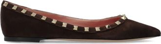 Valentino Garavani Su&egrave;de ballerinas met studs - Dames - Ballerinas - Bruin - 36 EU - Su&egrave;de - Schoenen