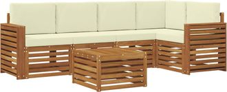 vidaXL Vidaxl Conjunto De Sof&aacute;s De Exterior 6 Uds. Natural Y Crema Poli&eacute;ster