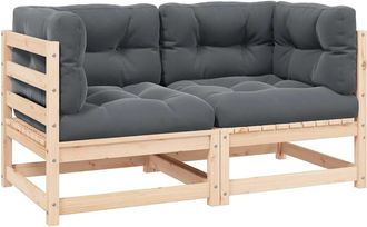 vidaXL Sof&aacute;s De Esquina De Jard&iacute;n 2 Uds Cojines Madera Maciza De Pino Vidaxl
