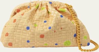 Maria La Rosa Multicolor Polka Dot Woven Clutch Bag