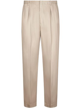 Cellar Door Straight-Leg Trousers with Front Pleats and Lightweight Fabric