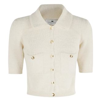 Elisabetta Franchi Truien & Vesten, Dames, Wit, S, Zwarte Tricot Trui Korte Mouw