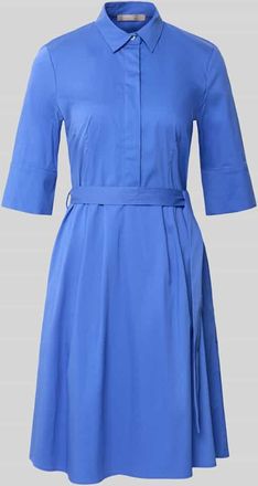 Christian Berg Knielanges Hemdblusenkleid mit Bindeg&uuml;rtel in Blau, Gr&ouml;&szlig;e 34