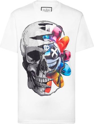Philipp Plein T-shirt Round Neck SS Smile - Heren - T-shirts - Wit - 4XL - Katoen - Tops