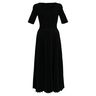 Theory Pleated Midi Dress in Black Polyester
