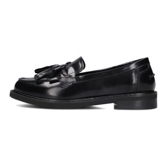 Stefano Lauran Schoenen, Dames, Zwart, 41 EU, Wol, Zwarte Leren Loafers voor Vrouwen