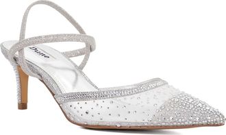 Dune London Womens Ladies Charismatic - Mesh Diamante Slingback Shoes - Silver - Size UK 3