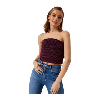 Tory Burch Tory Burch, Sleeveless Tops, female, Brown, Size: XS Boned Strapless Bodice