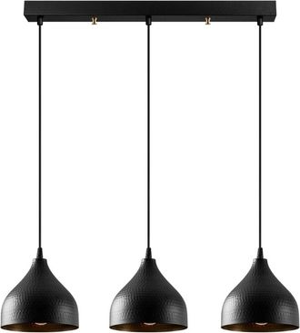 Concept Usine L&aacute;mpara colgante de metal negro de 3 bombillas