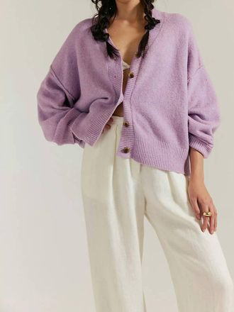 Free People Cool Of The Night Cardigan In Lilac