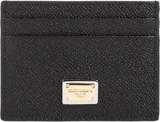 Dolce & Gabbana Black Leather Cardholder With Logo Plaque-Donna