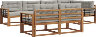 vidaXL Conjunto De Sof&aacute;s De Exterior 8 Uds. Natural Y Gris Claro Vidaxl