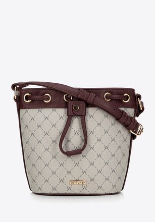 Wittchen Dames Bucket Bag in Eco-leer met Monogram Grijs en Bordeaux Grijs en