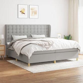vidaXL Vidaxl - Cama Box Spring Con Colch&oacute;n Tela Gris Claro 200x200 Cm