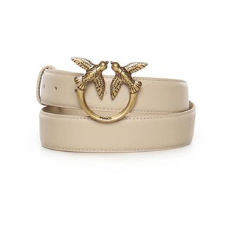 Pinko Love Berry H3 Riem - Dames - Riemen - Beige - XS - Leer - Accessoires