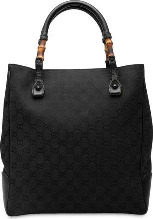 Gucci Pre-owned Tote Bags, female, Black, Size: ONE SIZE Pre-owned Bamboo Handle Tote Bag