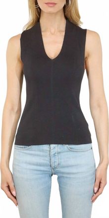Metric Knits Sleeveless V-Neck Pullover Sweater In Black