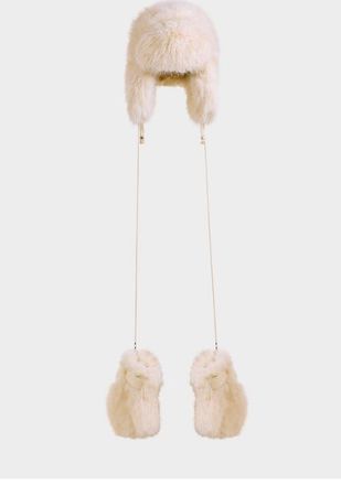 Rudsak Lira Faux Fur Aviator Hat & Mitten Set in Vanilla at Nordstrom