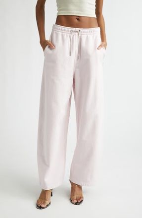 Alexander Wang Wide Leg Sweatpants with Rhinestone Drawstring in Light Pink at Nordstrom, Size X-Large