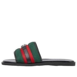 Gucci 25 Interlocking G Slides Black Green Red 835091-HAAHH-8449