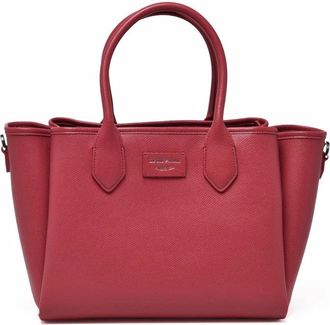Emporio Armani Red Structured Compartmentalized Polyurethane Tote Bag