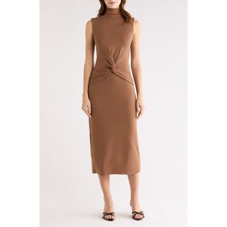 ASTR the Label Riana Sleeveless Turtleneck Dress in Chestnut at Nordstrom, Size X-Small