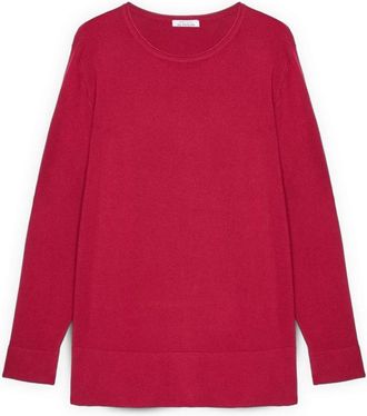Fiorella Rubino Trui met ronde hals van viscosemix - Dames - Ronde hals truien - Rood - XL - Nylon - Truien & Vesten