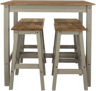 Home Source Industries Home Source - Breakfast Set Stools Included Solid Pine Grey Wooden Dining Kitchen Furniture