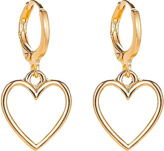 Generic Hollow Heart Earrings For Teen Girls Minimalist Piercing Studs Pearl Hoops for Women (Gold, One Size)