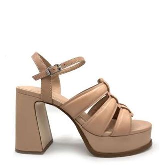 Ash Nude Leather Platform Sandals