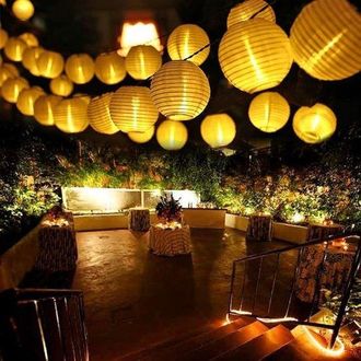 OEM Guirnalda De Faroles Led De 8 Metros - 30 Luces Blancas C&aacute;lidas - Alimentaci&oacute;n Solar - Resistente Al Agua Para Uso Exterior