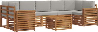 vidaXL Conjunto De Sof&aacute;s De Exterior 8 Uds. Gris Natural Y Claro Vidaxl