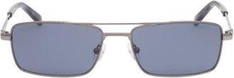 Abercrombie & Fitch 57mm Square Sunglasses in Shiny Dark Nickeltin /Smoke at Nordstrom