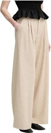 Gestuz Wijde broek - Dames - Wijde Broeken - Beige - L - Polyester - Broeken