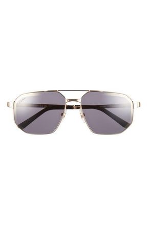 Cartier 60mm Polarized Pilot Sunglasses in Gold2 at Nordstrom