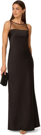 Adrianna Papell Womens Stretch Satin Long Dress - Black - Size 16 UK