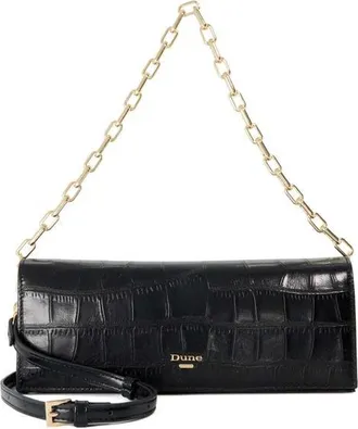 Dune London Bemuse Croc Embossed Faux Leather Shoulder Bag in Black at Nordstrom