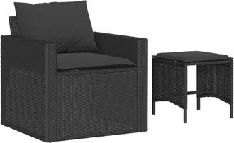 vidaXL Juego De Sof&aacute;s Jard&iacute;n 4 Pzas Con Cojines Rat&aacute;n Sint&eacute;tico Negro Vidaxl