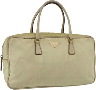 Prada Pre-owned Handbags, female, Beige, Size: ONE SIZE Pre-owned Nylon Handbag
