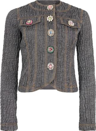 Moschino Jas met juweelknopen - Dames - Spijkerjassen - Grijs - S - Katoen - Jassen