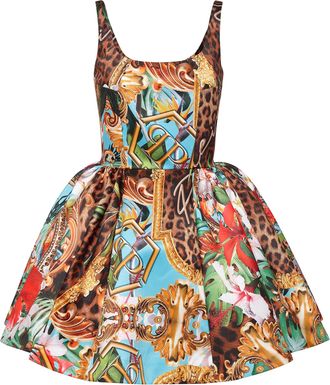 Philipp Plein Duchesse Short Dress Baroque Flowers
