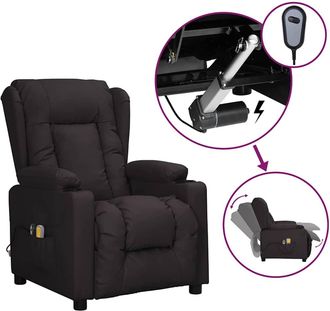 Les Tendances Sill&oacute;n De Masaje El&eacute;ctrico Cuero Sint&eacute;tico Negro Vidaxl