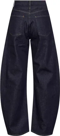 A Gold E Womens Jeans Luna High Rise Pieced Taper Blue Denim Regenerative Cotton