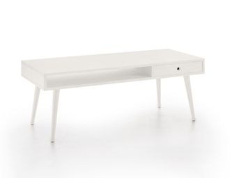 HOGAR 24 Mesa de centro de madera maciza natural, color blanco