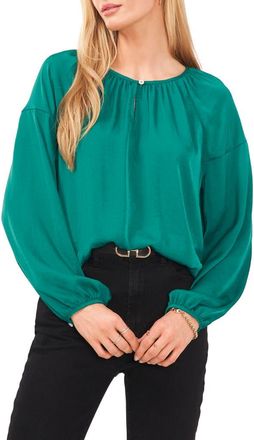 Vince Camuto Hammered Satin Blouse in Rich Forest at Nordstrom, Size Large