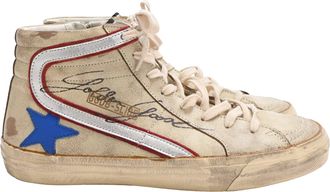 Golden Goose Slide High-Top Sneakers in Cream Leather