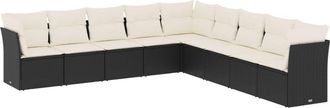 vidaXL Set De Sof&aacute;s De Jard&iacute;n 8 Piezas Y Cojines Rat&aacute;n Sint&eacute;tico Negro Vidaxl