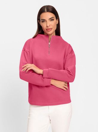 Heine Sweatshirt HEINE, Damen, Gr. 34, pink (fuchsia), 82% Baumwolle, 18% Polyester, unifarben, Sweatshirts Sweatshirt