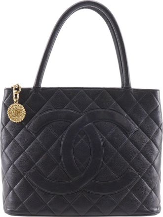 Chanel Black Grained Calfskin Tote Bag (Pre-Owned)