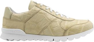 Kiton Ivory Leather Crocodile Sneakers - Heren - Sneakers - Beige - 42 EU - Leer - Schoenen